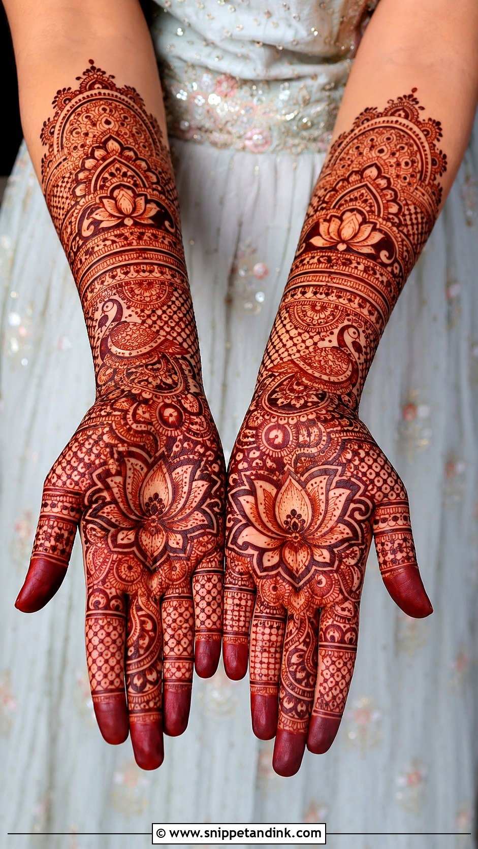 Bridal Lotus Mehndi Design Full Hand - Snippet and Ink - 30 Lotus Flower Mehndi Design Ideas