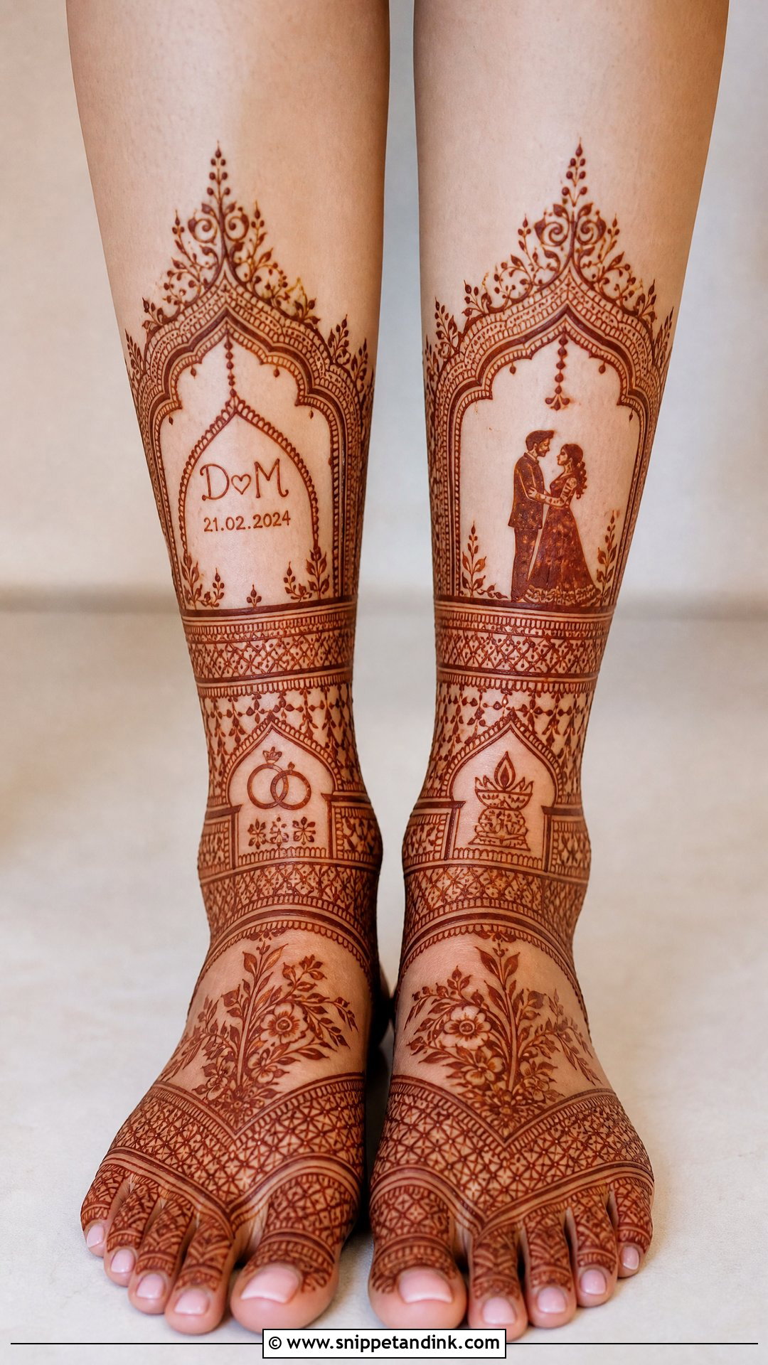 Bridal Love Story Leg Mehndi Design - Snippet and Ink - 30 Bridal Legs Mehndi Design Ideas