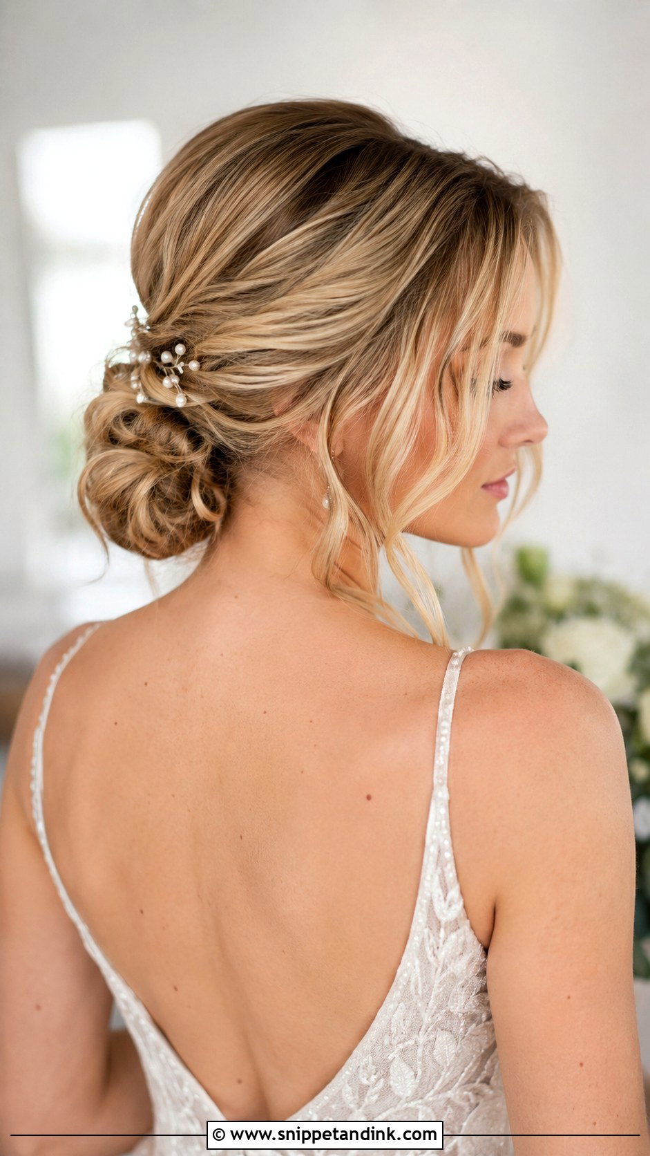 Bridal Low Bun With Curtain Bangs - Snippet and Ink - 20 Bridal Hairstyle with Bangs
