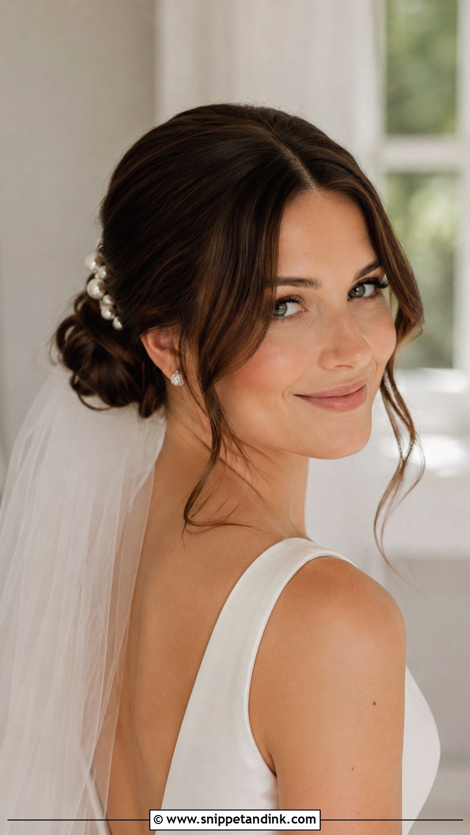 Bridal Low Bun With Curtain Bangs - Snippet and Ink - 20 Bridal Hair Curtain Bangs