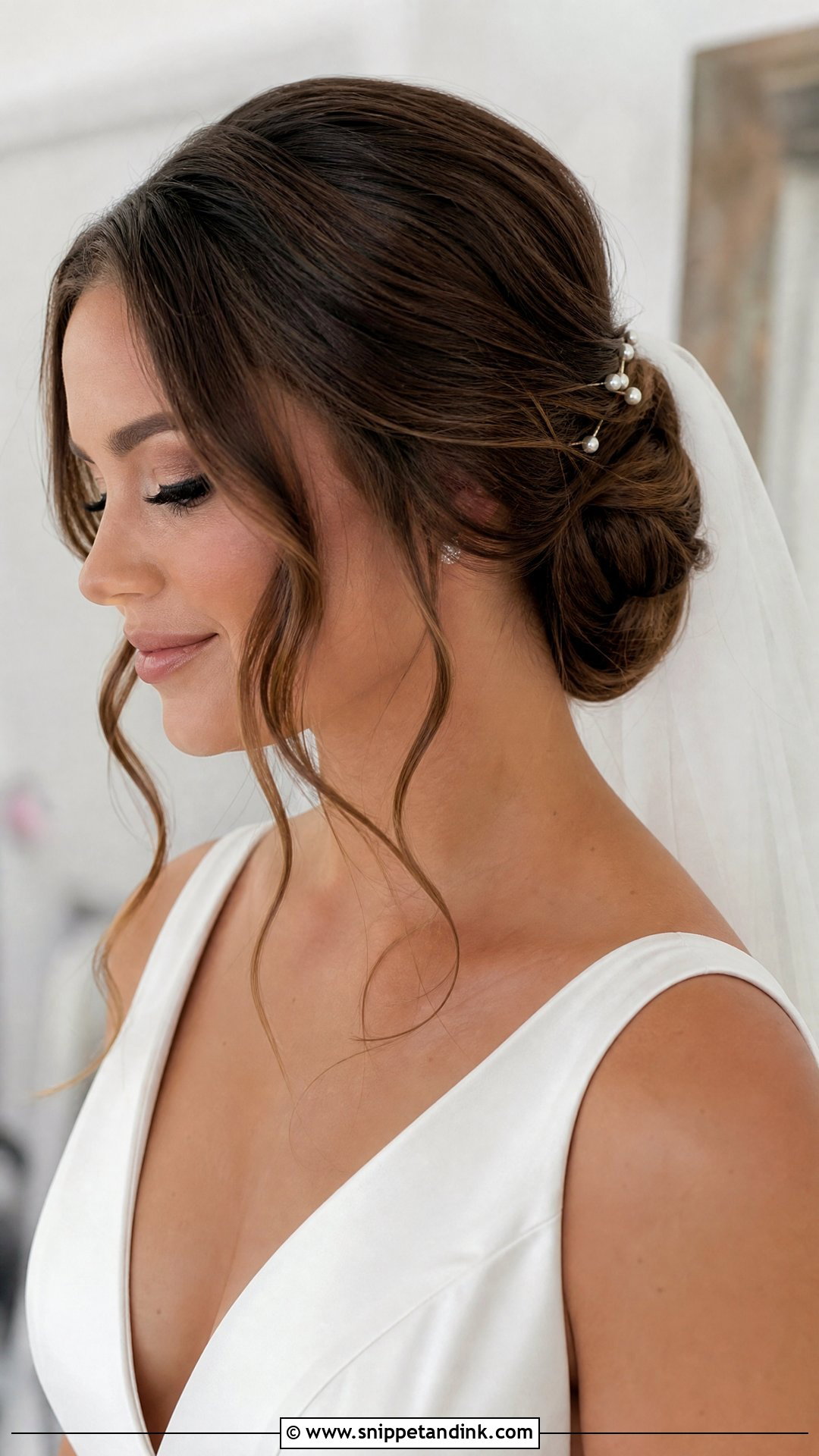 Bridal Low Bun With Face Framing Pieces - Snippet and Ink - 15 Front Hair Styles for Bride