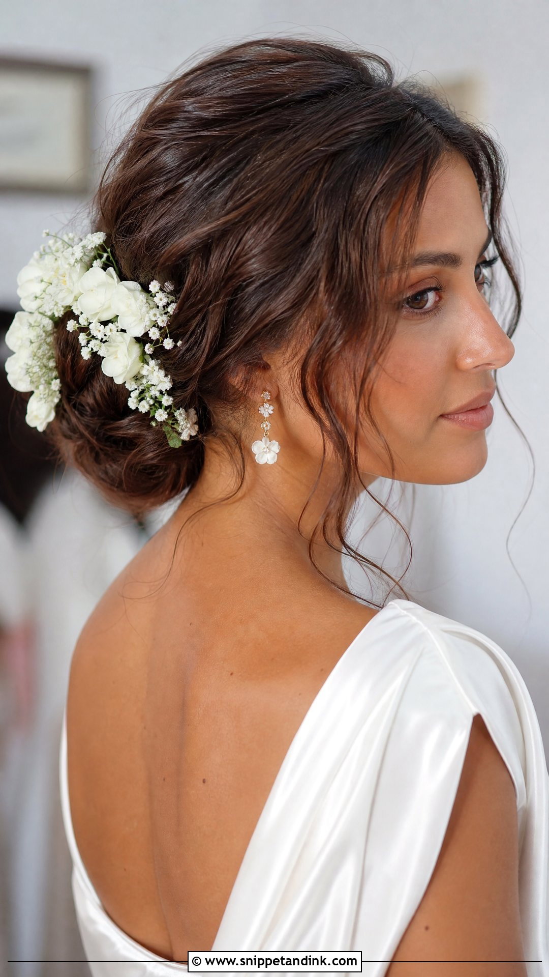 Bridal Low Bun With Flowers - Snippet and Ink - 15 Bridal Traditional Hairstyle Ideas