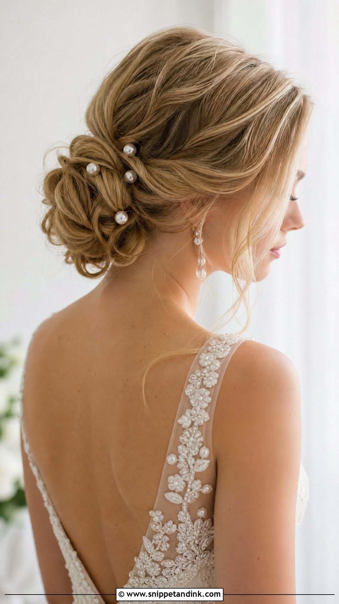 Bridal Low Bun With Pearl Hair Pins - Snippet and Ink - 15 Bride Hair Piece Accessories