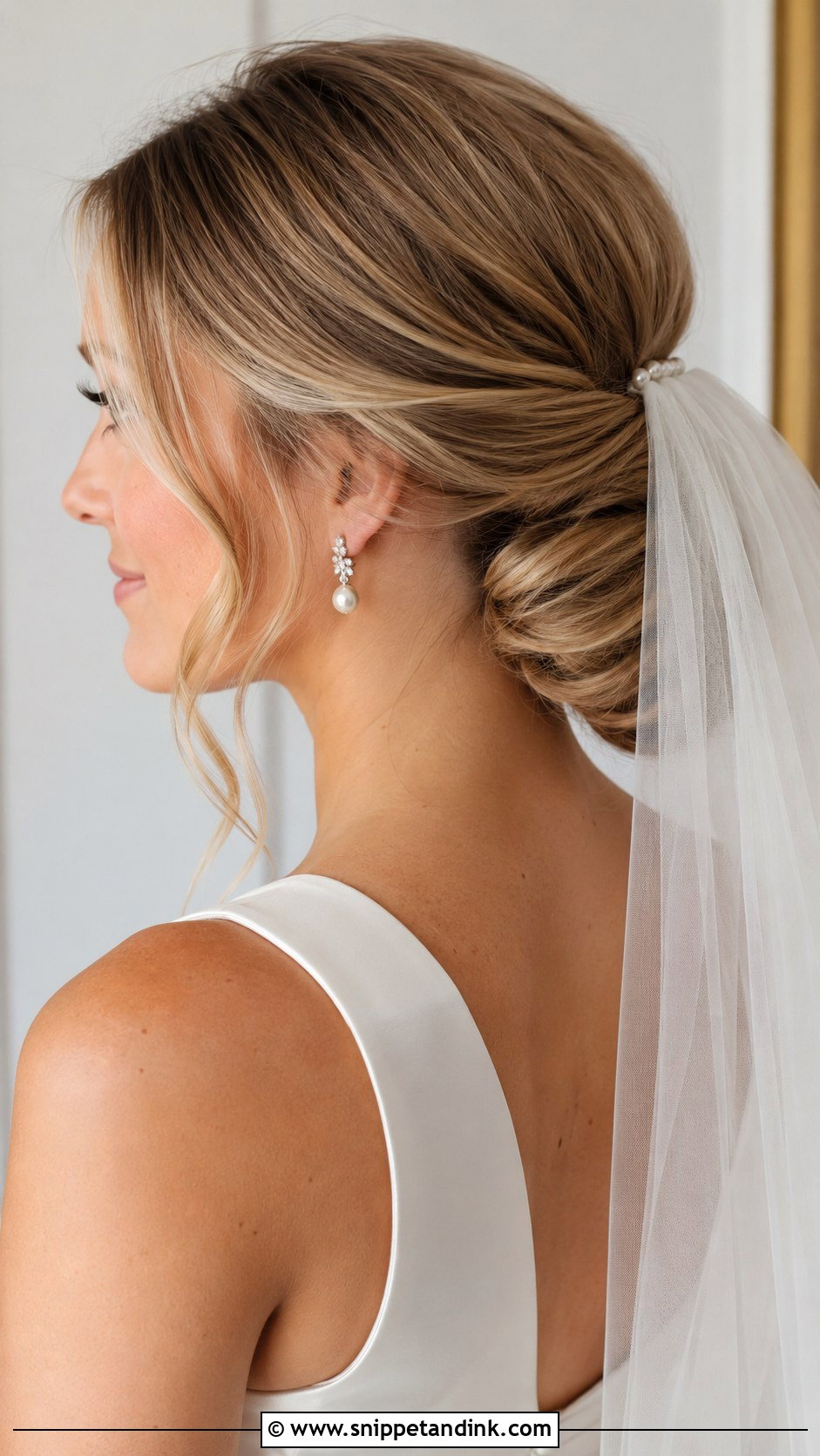 Bridal Low Bun With Veil - Snippet and Ink - 20 Bridal Hair with Accessories