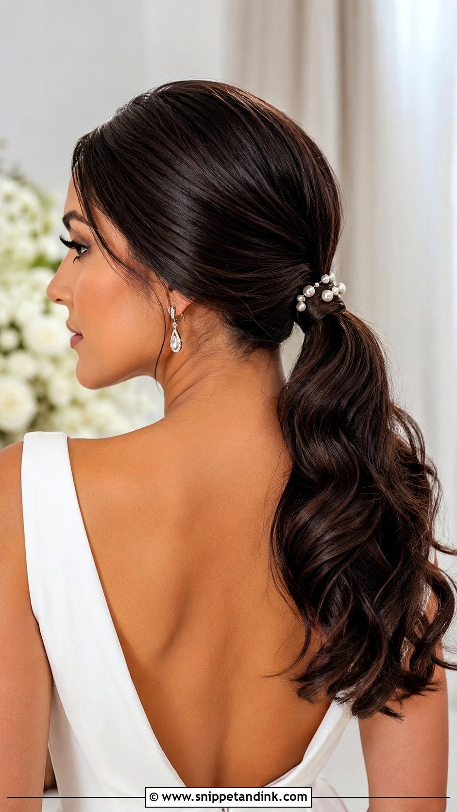 Bridal Low Ponytail - Snippet and Ink - 20 Chic Bridal Hair Ideas