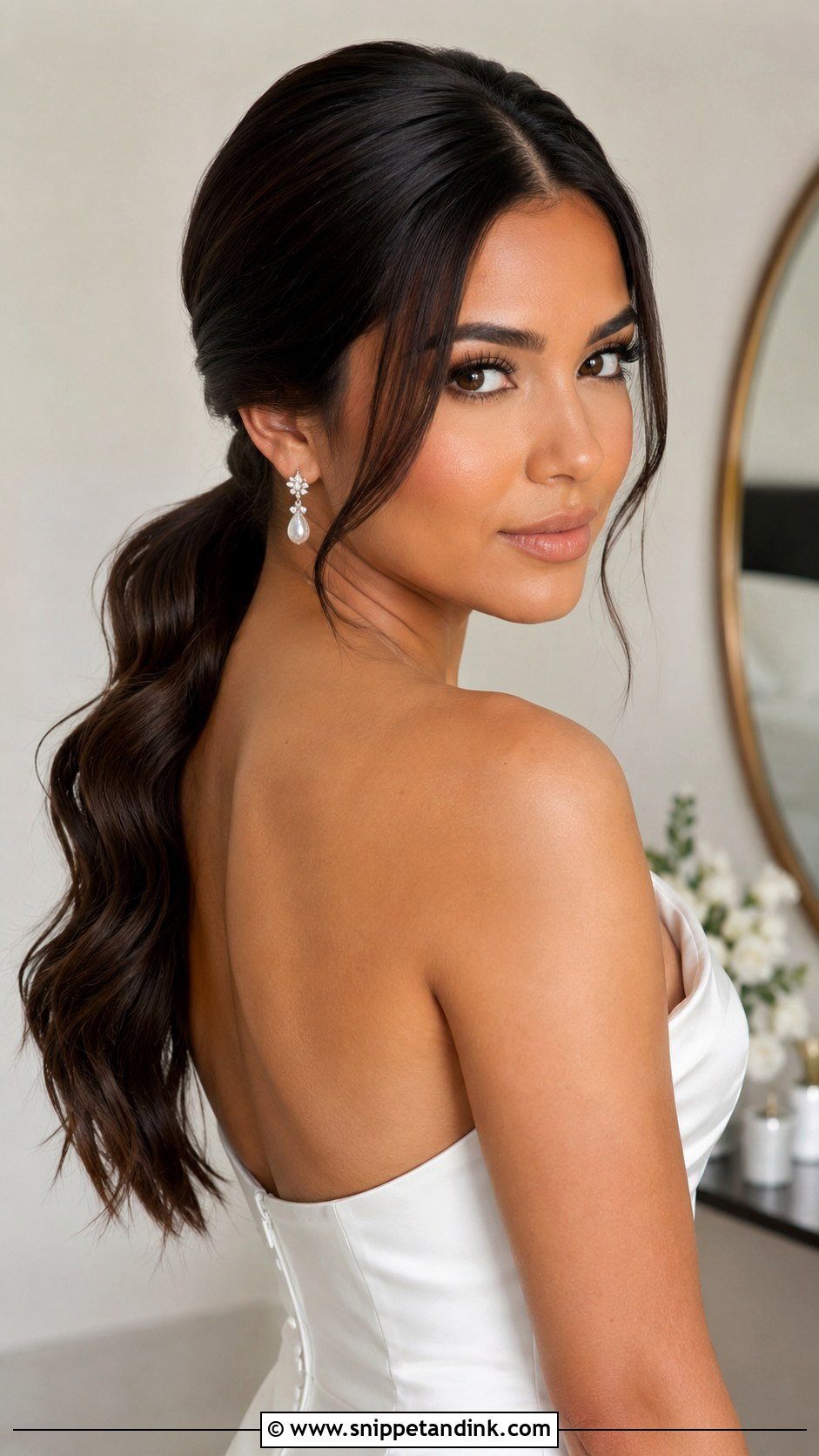 Bridal Low Ponytail For Oval Face - Snippet and Ink - 20 Bridal Hairstyles for Oval Face Shape