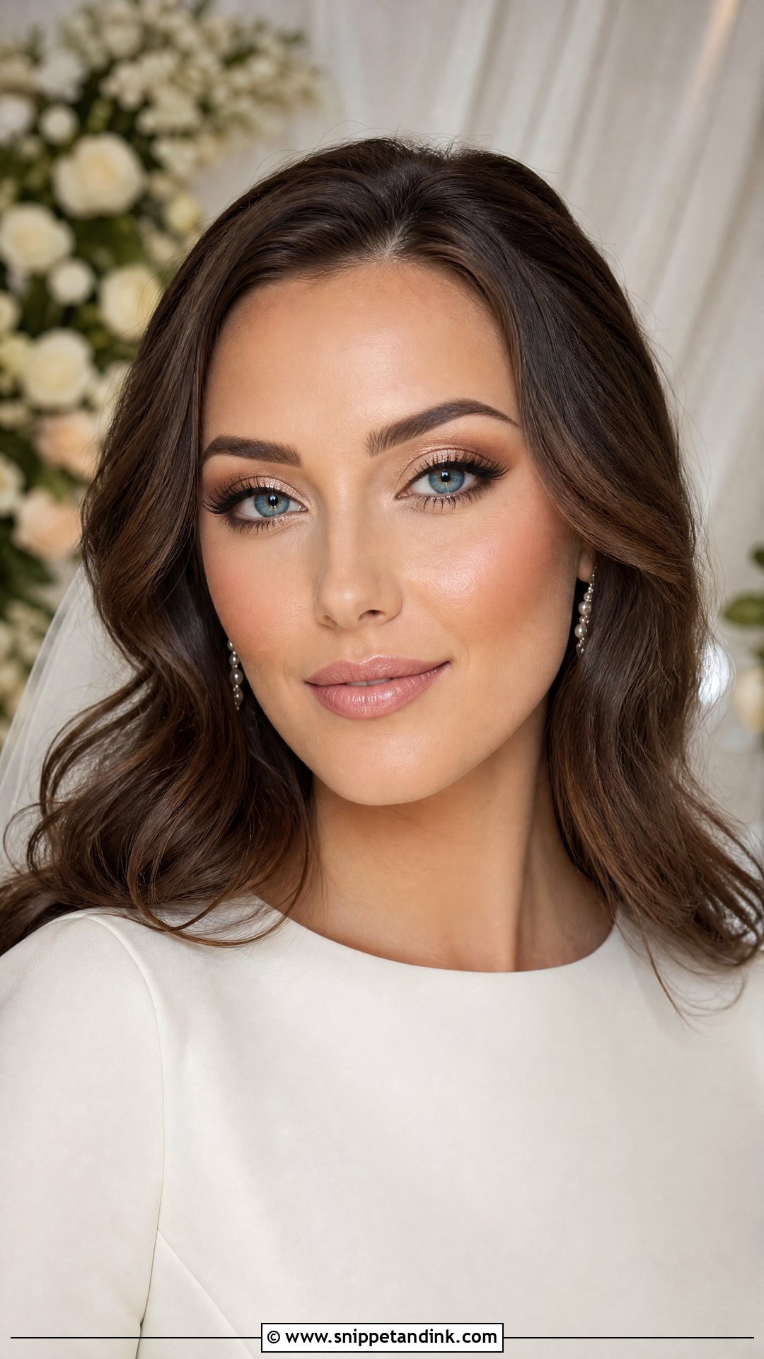 Bridal Makeup With Nude Lip For Blue Eyes Brunette - Snippet and Ink - 25 Wedding Makeup for Blue Eyes Brunette