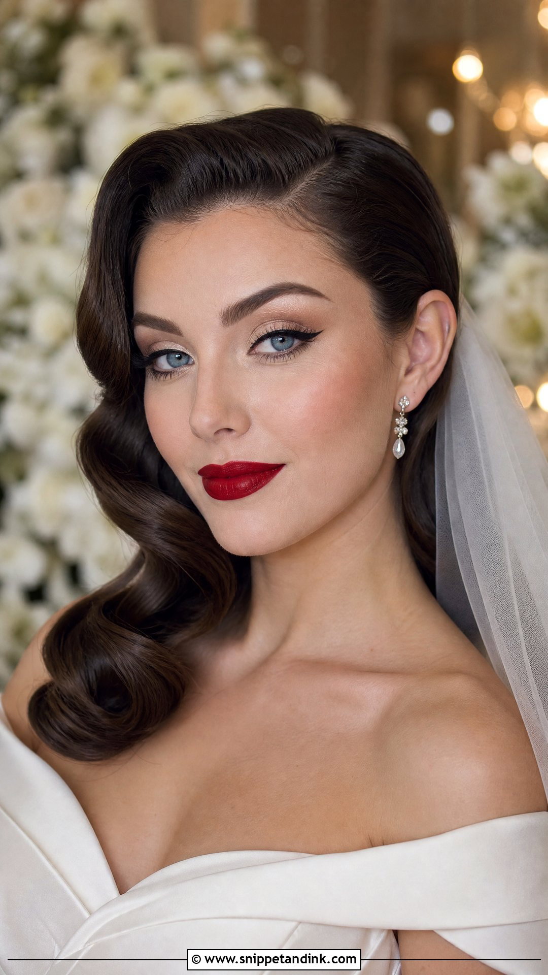 Bridal Makeup With Red Lip For Blue Eyes Brunette - Snippet and Ink - 25 Wedding Makeup for Blue Eyes Brunette