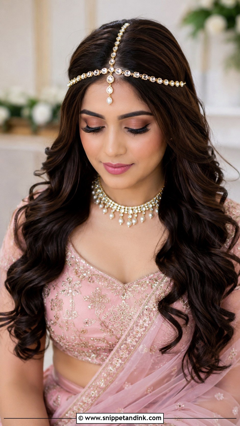Bridal Mathapatti Open Curls - Snippet and Ink - 20 Bridal Mathapatti Hairstyles