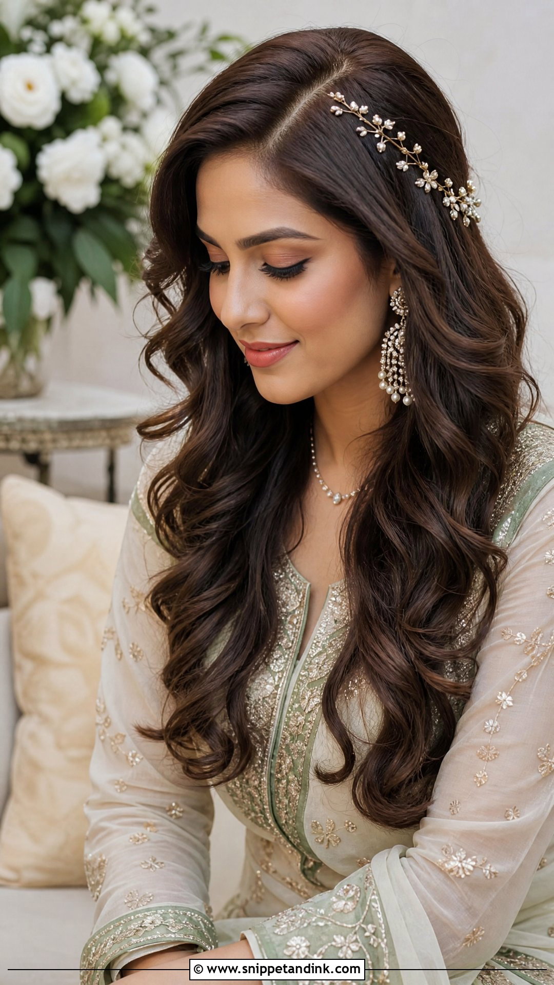 Bridal Mehendi Loose Waves - Snippet and Ink - 15 Bridal Mehendi Hairstyles