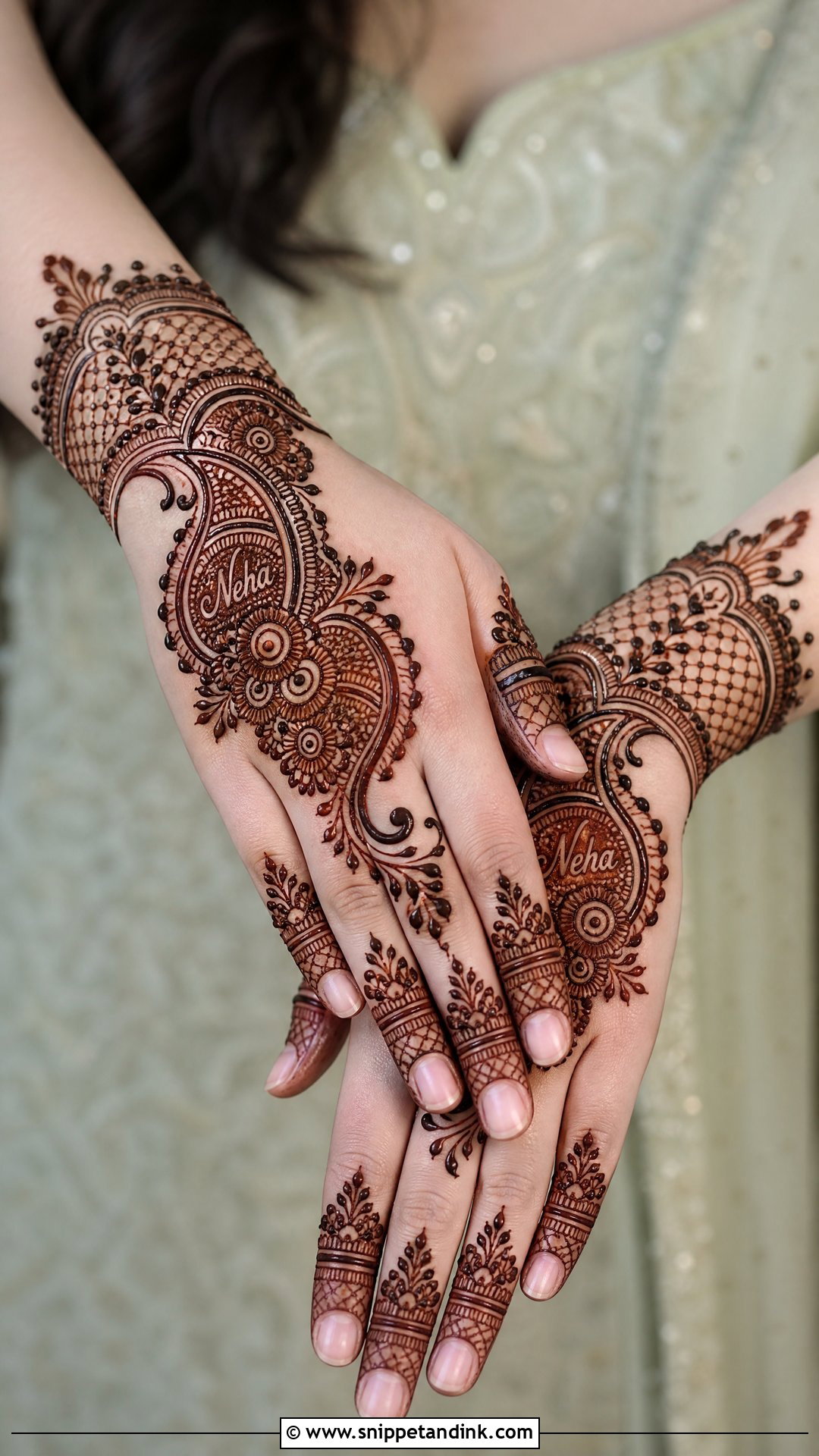 Bridal Mehndi Back Hand With Name - Snippet and Ink - 25 Bridal Mehndi Designs Back Hands