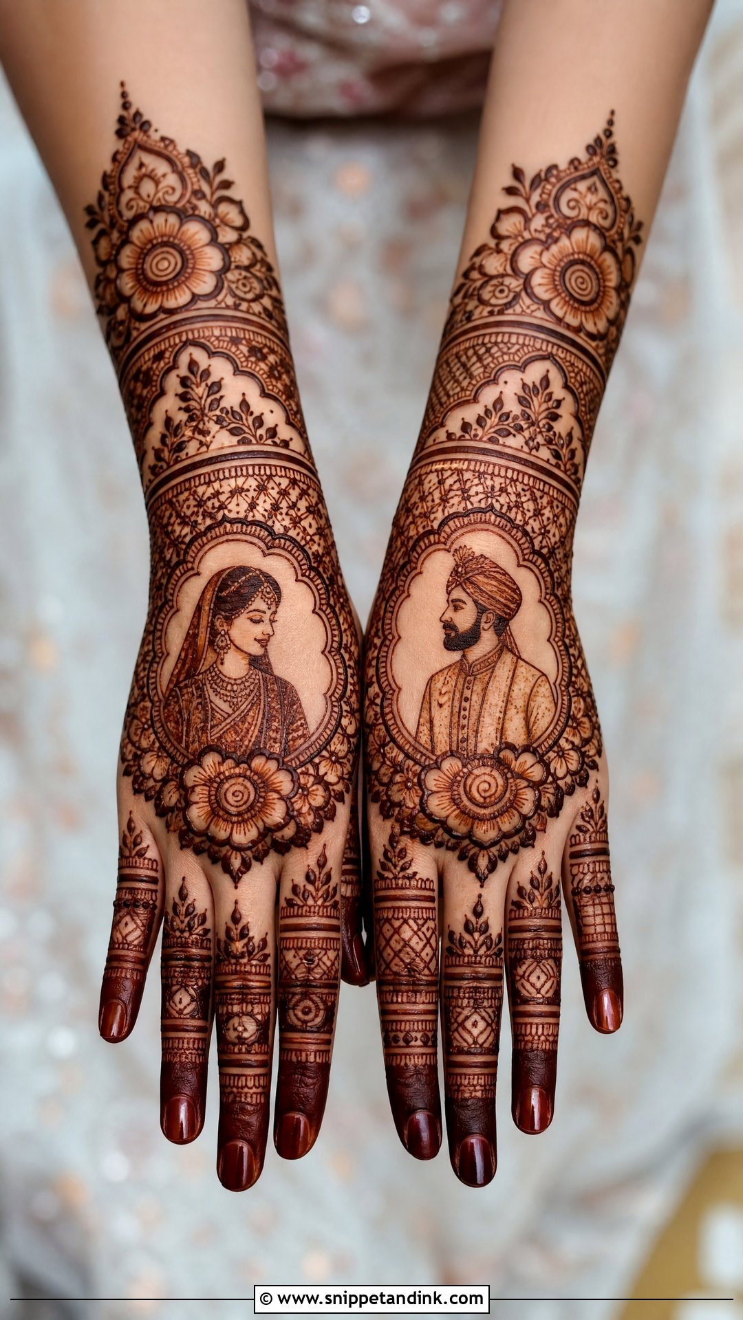Bridal Mehndi Back Hand With Portrait - Snippet and Ink - 25 Bridal Mehndi Designs Back Hands
