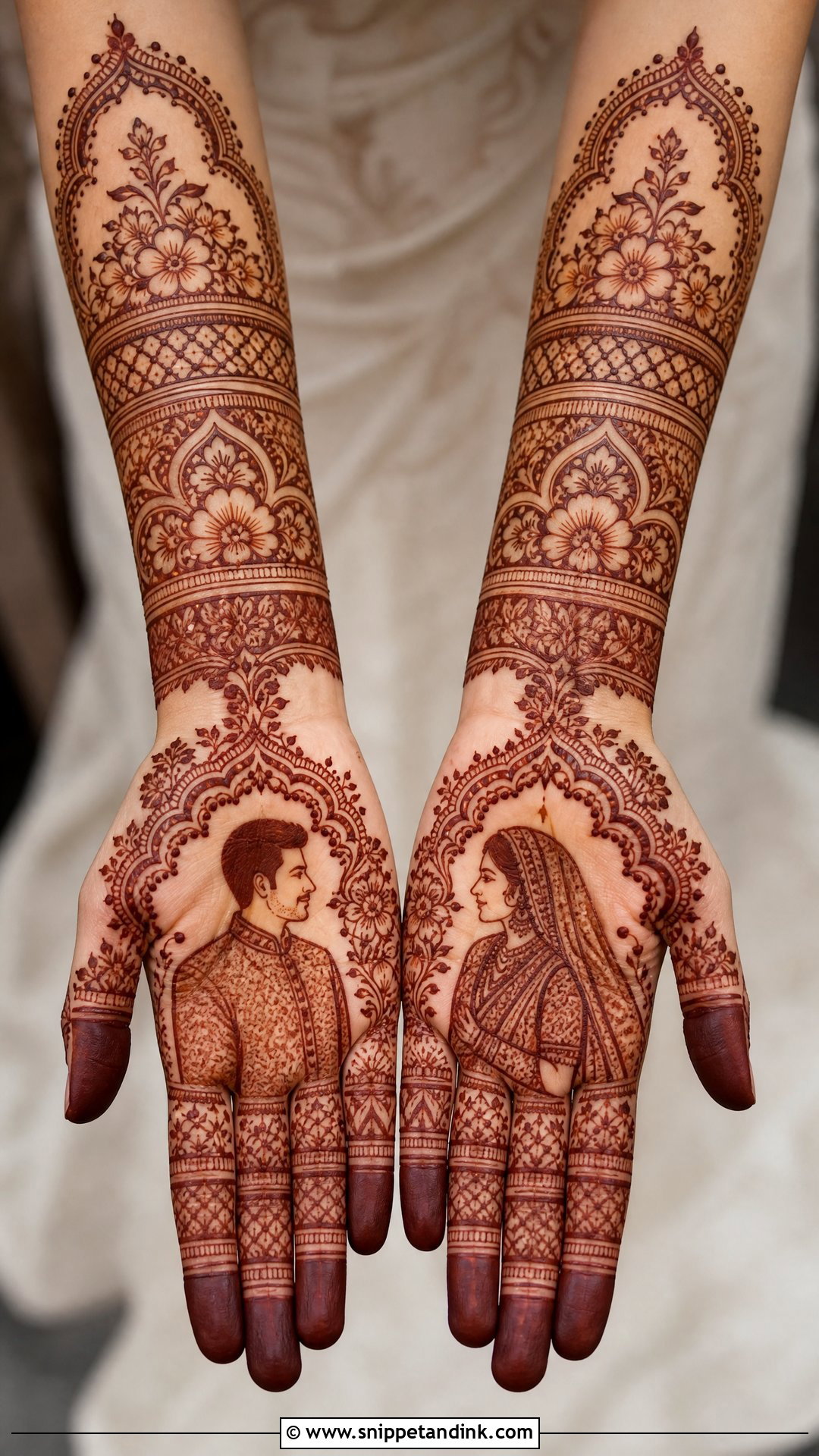 Bridal Mehndi Design With Bride And Groom - Snippet and Ink - 20 Normal Bridal Mehndi Designs