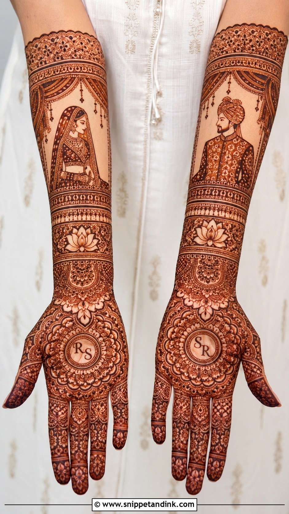 Bridal Mehndi Design With Bride And Groom - Snippet and Ink - 35 Mehndi Designs Book