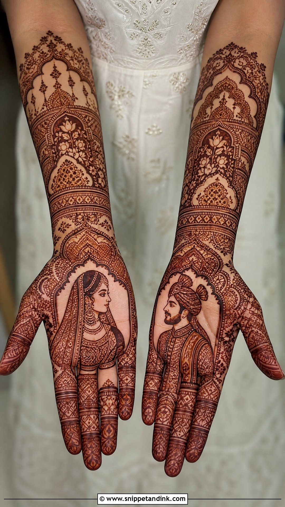 Bridal Mehndi Design With Bride And Groom - Snippet and Ink - 20 Bridal Mehndi Startup Design Ideas