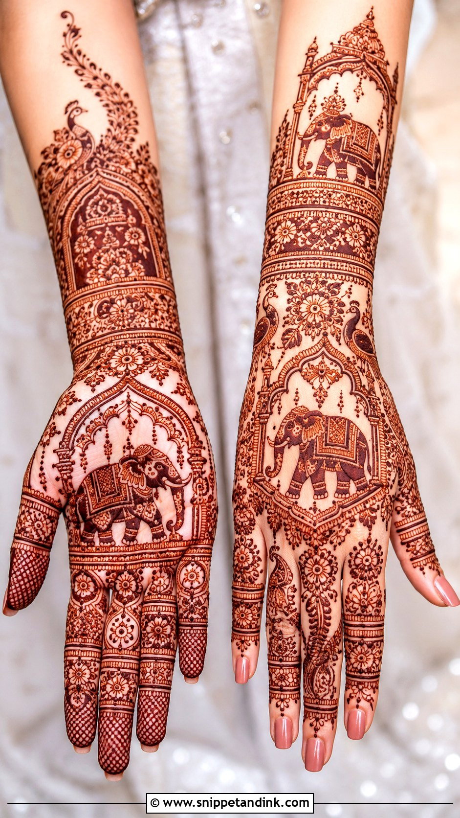 Bridal Mehndi Design With Elephant Motif - Snippet and Ink - 35 Bridal Mehndi Designs