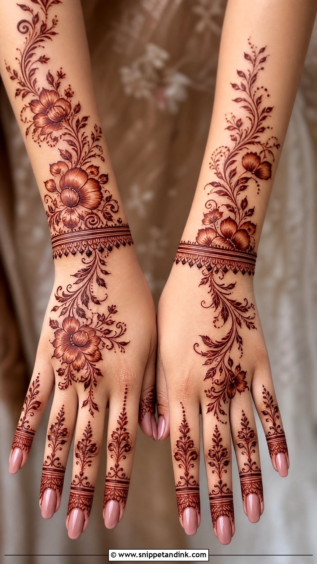 Bridal Mehndi Design With Floral Trail - Snippet and Ink - 20 Unique Bridal Mehndi Mehandi Designs for Hands