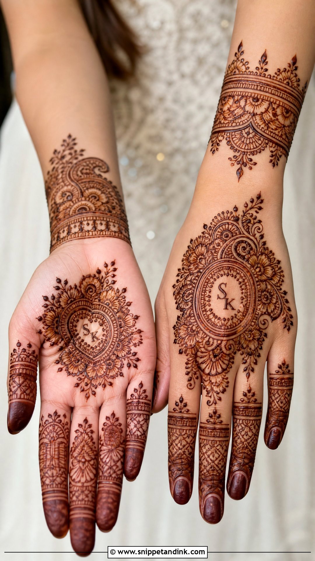 Bridal Mehndi Design With Initials - Snippet and Ink - 20 Mehndi Design for Bridal Ideas
