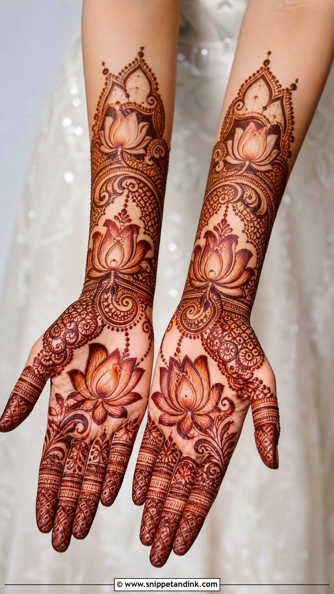 Bridal Mehndi Design With Lotus Motif - Snippet and Ink - 20 Modern Bridal Mehndi Designs