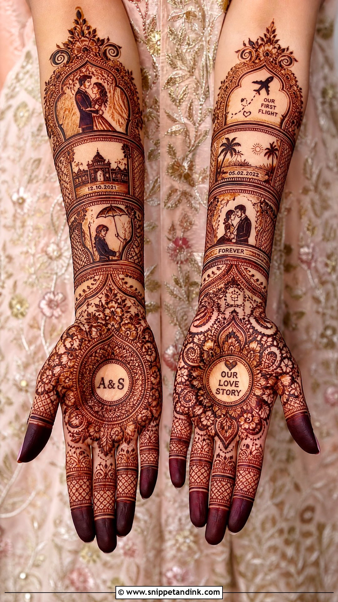 Bridal Mehndi Design With Love Story - Snippet and Ink - 25 Traditional Indian Bridal Mehndi Designs