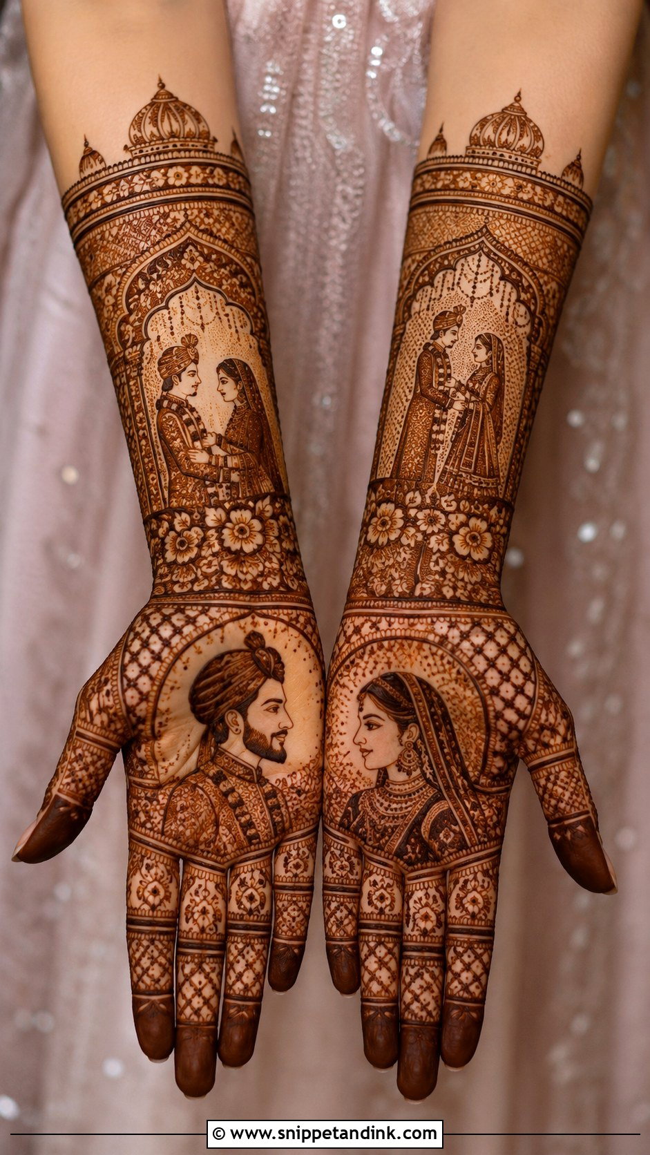 Bridal Mehndi Design With Portraits - Snippet and Ink - 35 Wedding Mehndi Designs