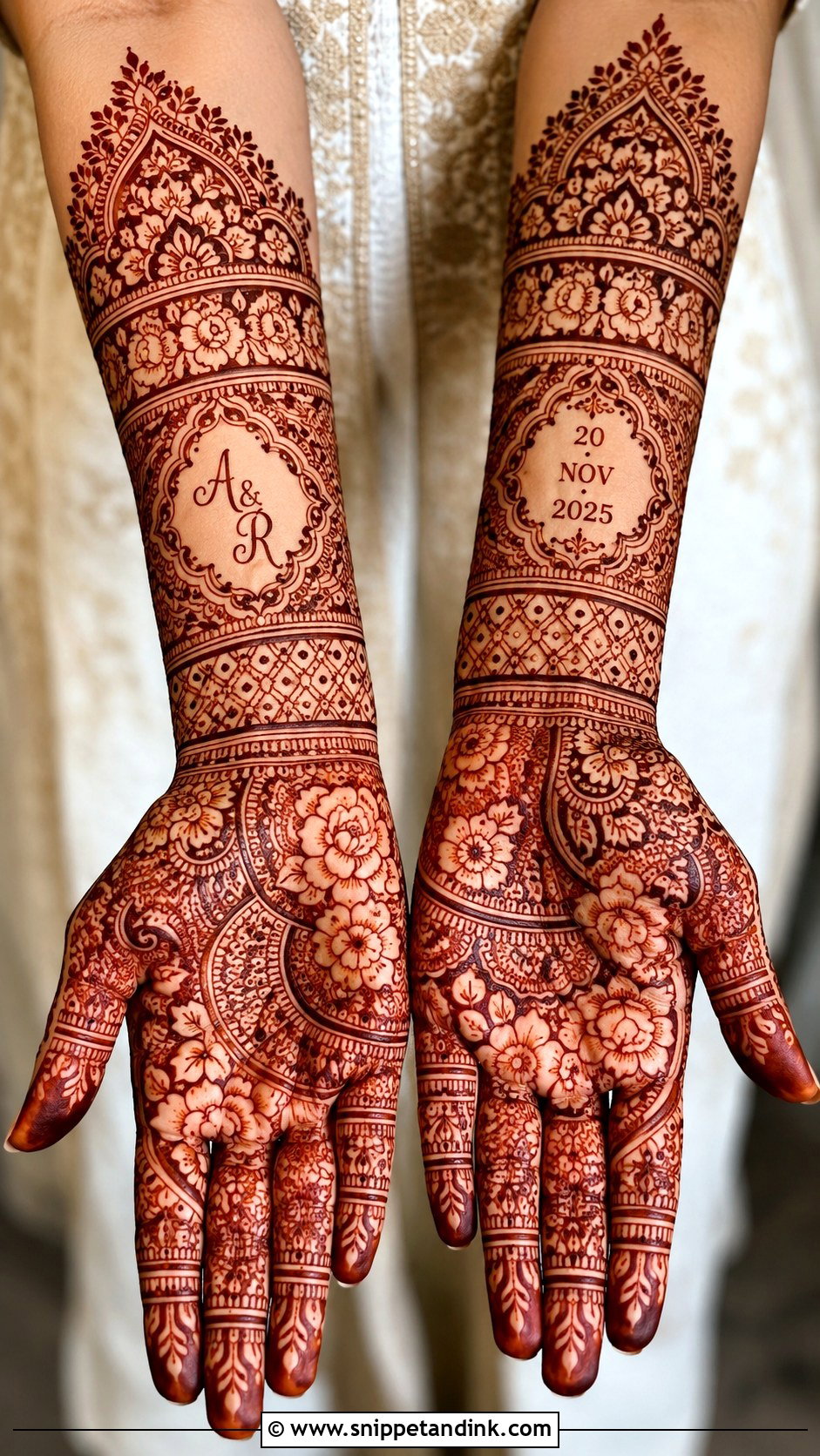 Bridal Mehndi Design With Wedding Date - Snippet and Ink - 30 Bridal Wedding Mehendi Designs