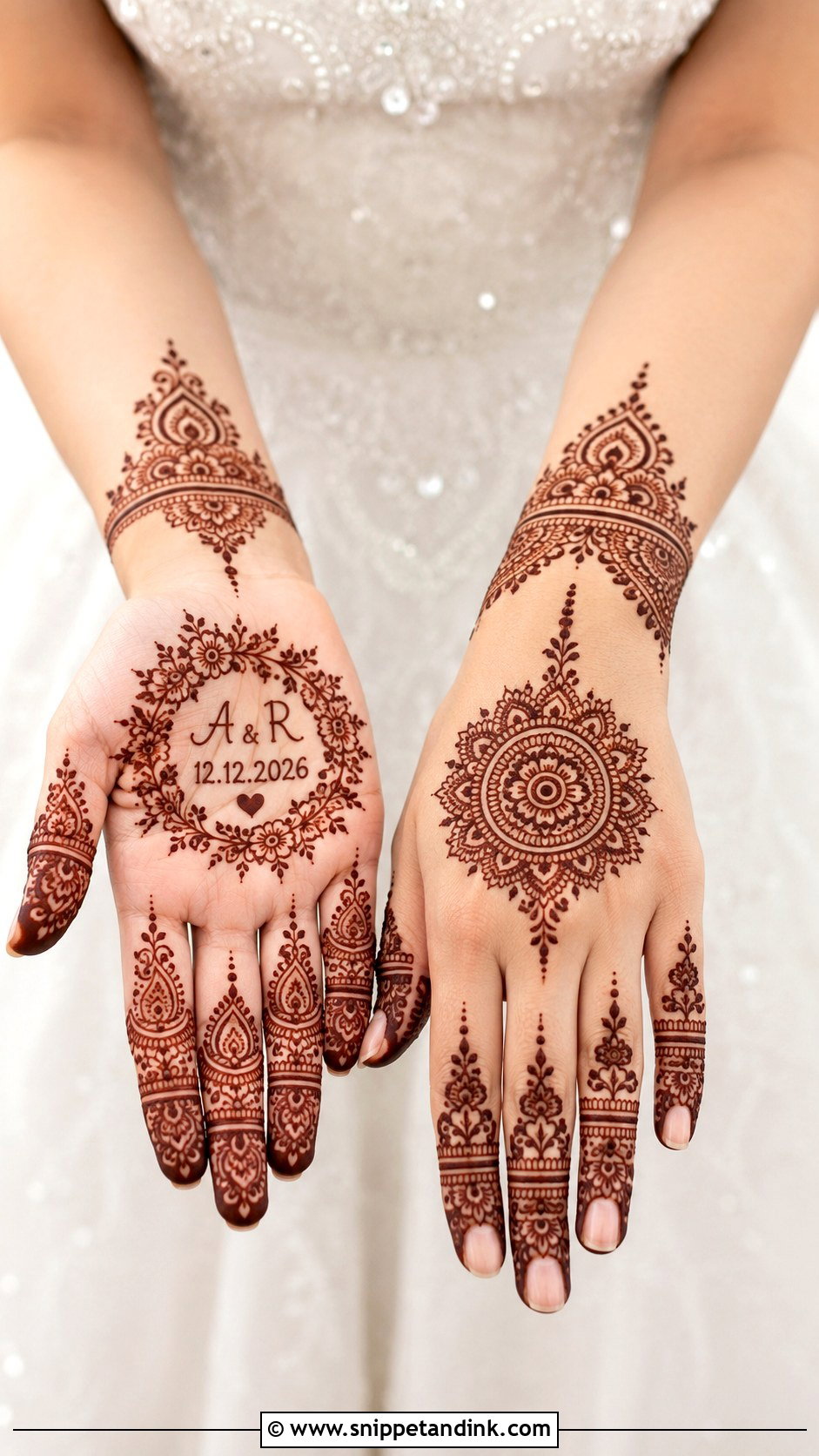 Bridal Mehndi Design With Wedding Date - Snippet and Ink - 35 Bridal Mehndi Designs