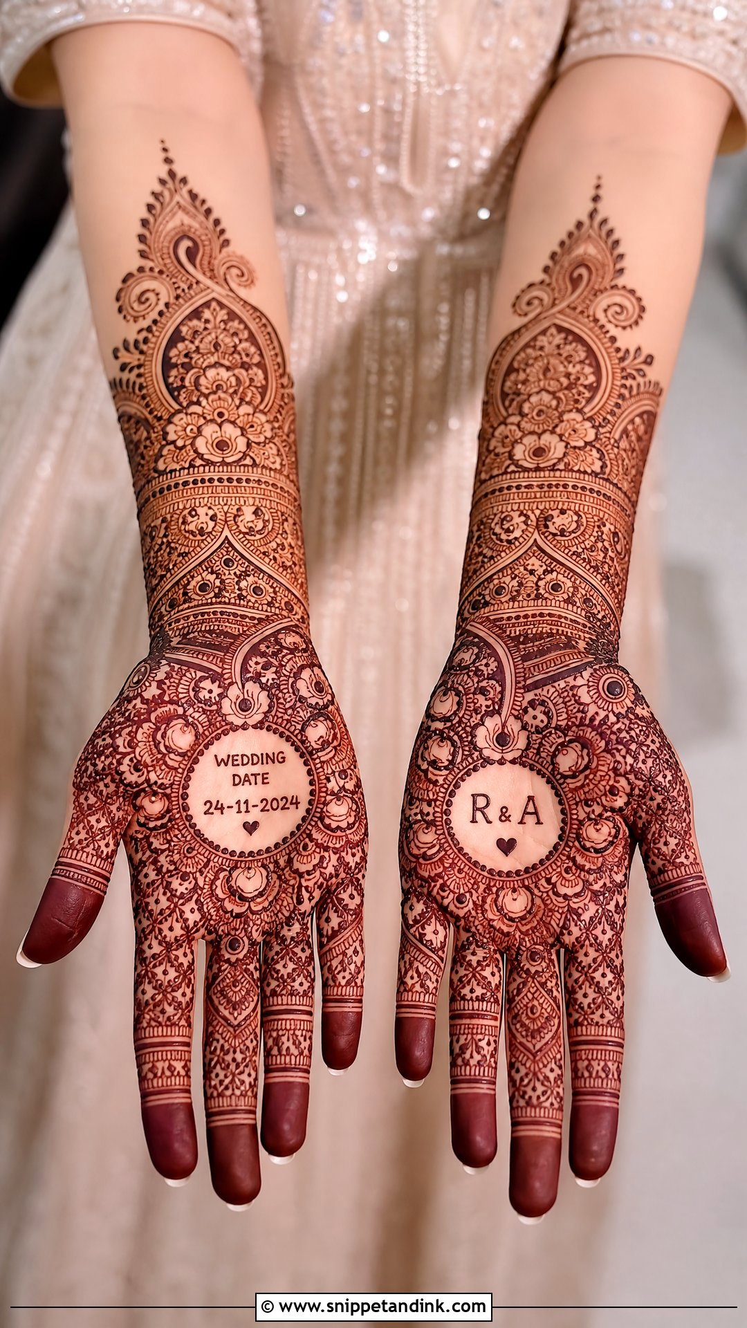 Bridal Mehndi Design With Wedding Date - Snippet and Ink - 20 Beautiful Bridal Mehndi Designs