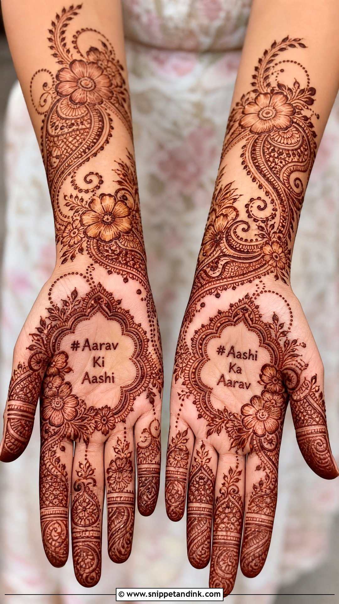 Bridal Mehndi Design With Wedding Hashtag - Snippet and Ink - 20 Modern Bridal Mehndi Designs