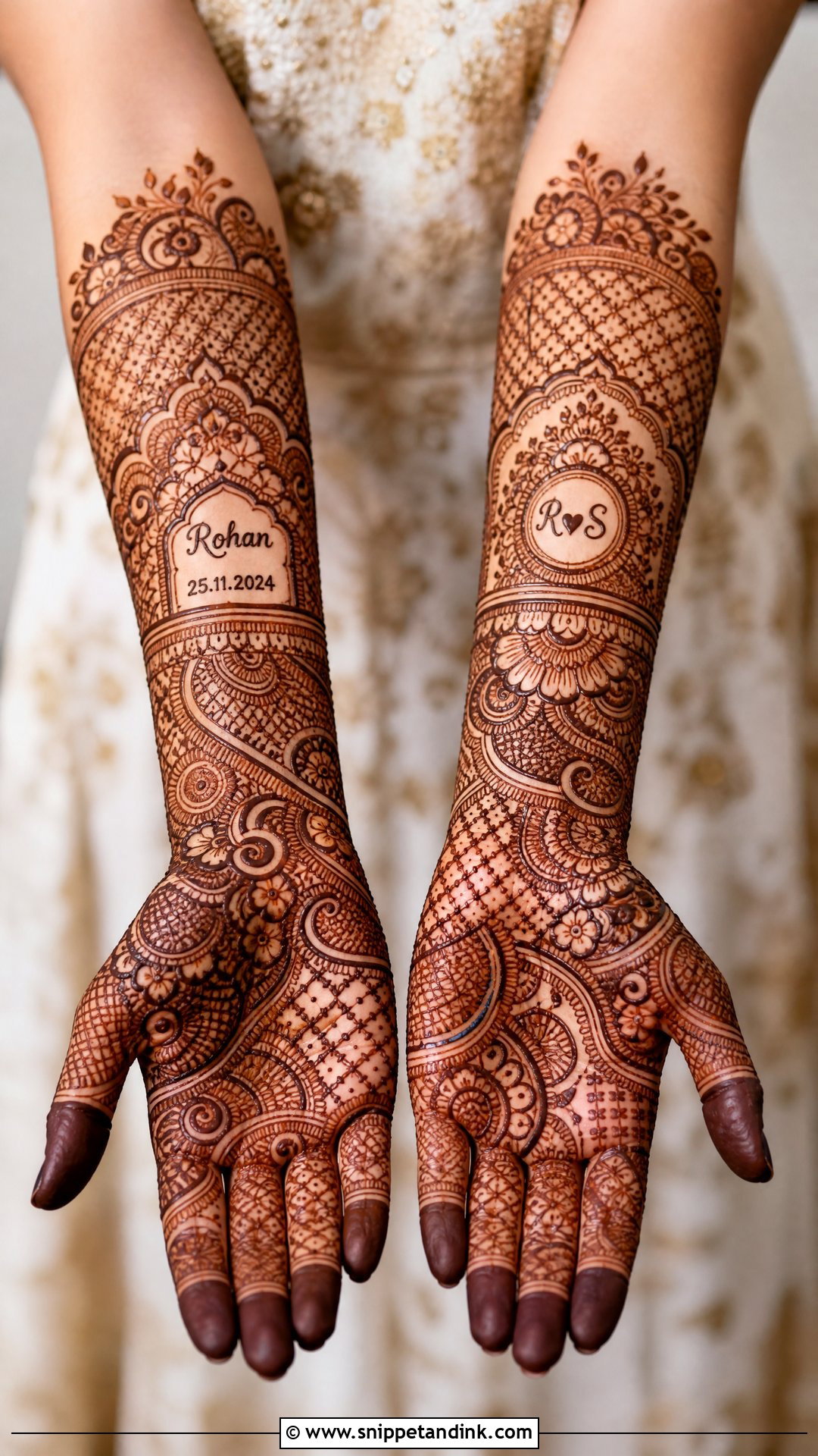 Bridal Mehndi Full Hands With Name - Snippet and Ink - 20 Bridal Mehndi Designs Full Hands