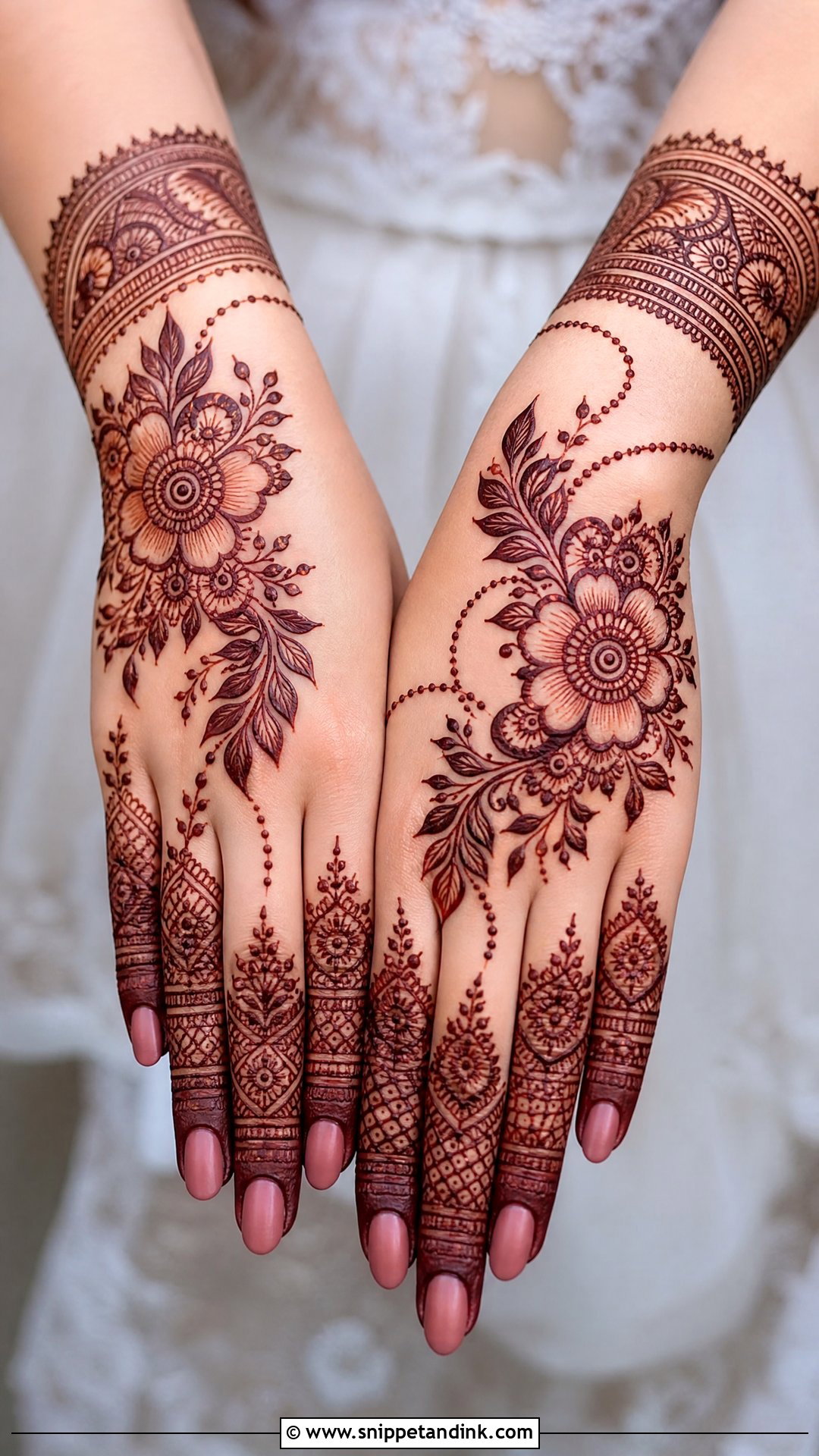 Bridal Mehndi With Floral Design - Snippet and Ink - 30 Bridal Hands Mehndi Designs