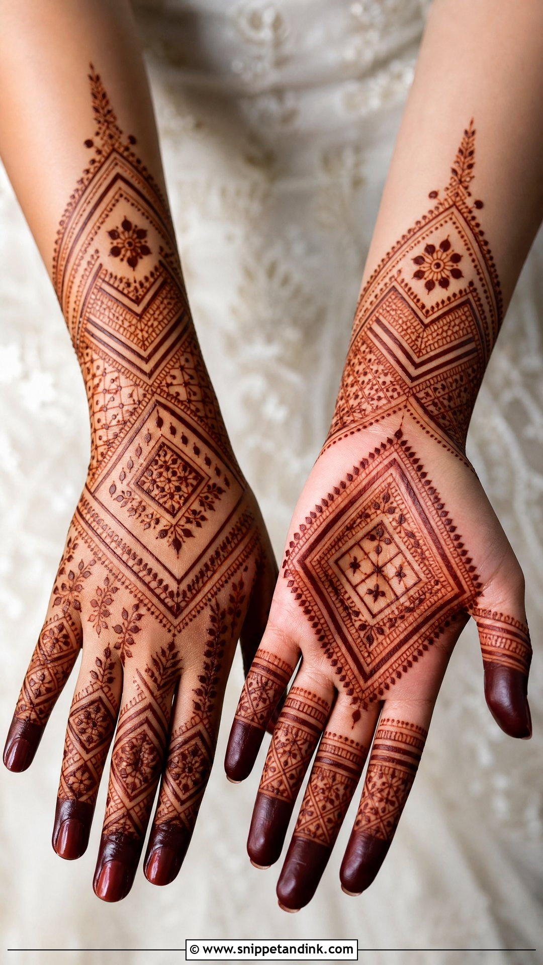 Bridal Mehndi With Geometric Design - Snippet and Ink - 30 Bridal Hands Mehndi Designs