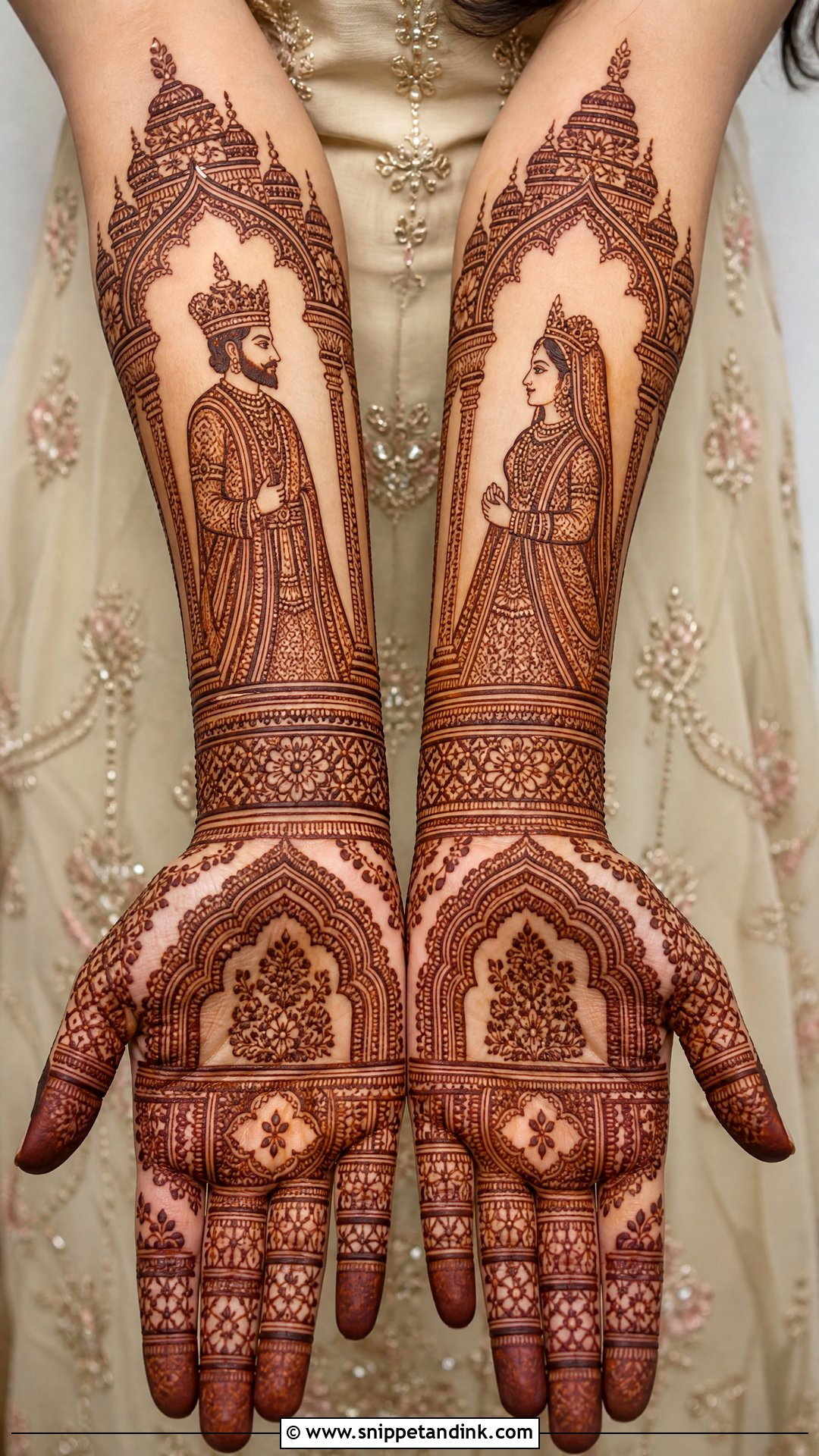 Bridal Mehndi With King And Queen Figures - Snippet and Ink - 20 Bridal Mehndi Designs with Figures