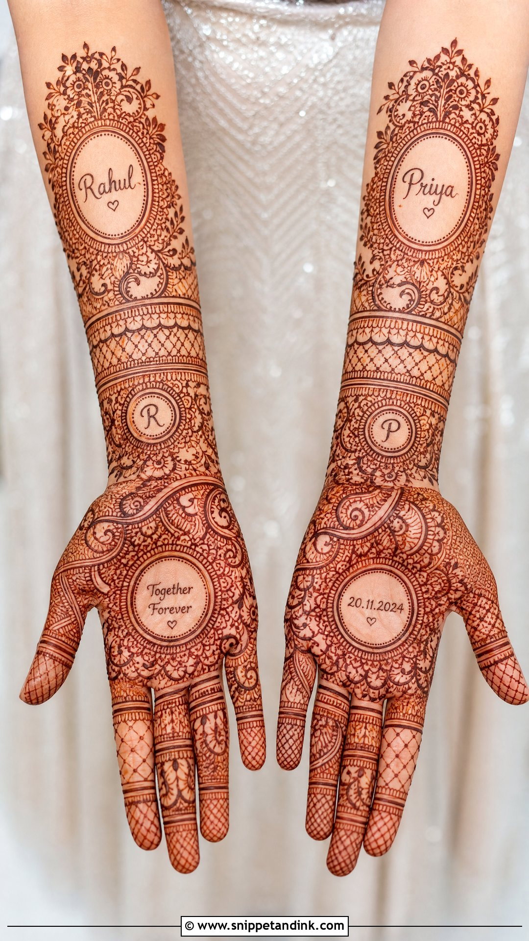 Bridal Mehndi With Names - Snippet and Ink - 20 Indian Wedding Mehndi Designs