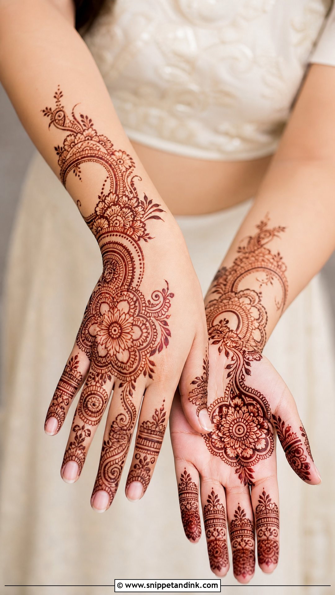 Bridal Mehndi With Negative Space Design - Snippet and Ink - 30 Bridal Hands Mehndi Designs