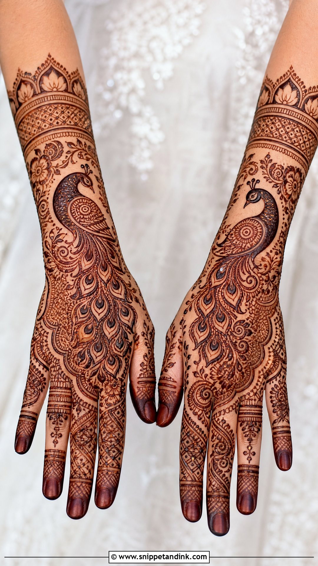 Bridal Mehndi With Peacock Design - Snippet and Ink - 30 Bridal Hands Mehndi Designs