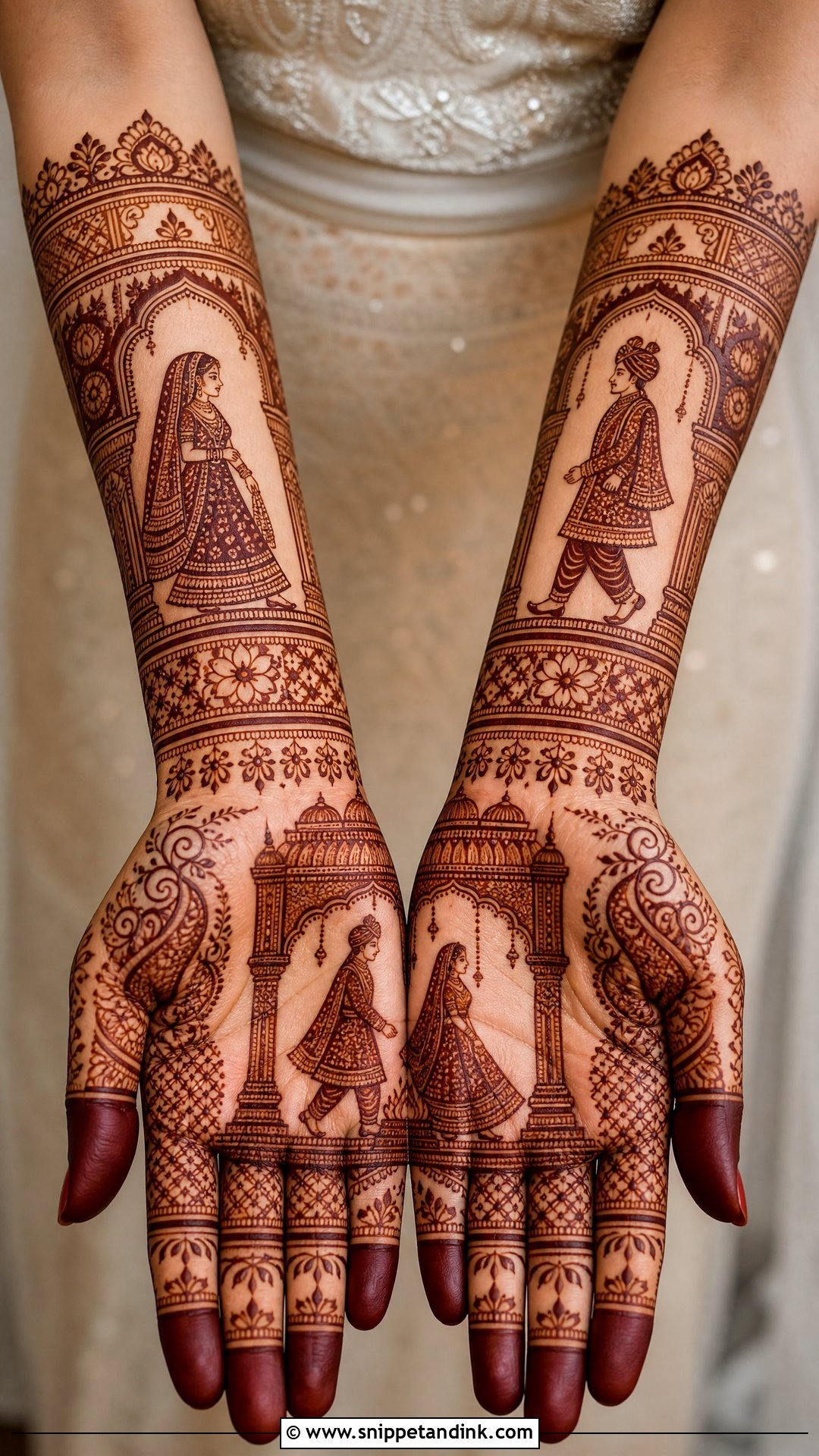Bridal Mehndi With Phere Figures - Snippet and Ink - 20 Bridal Mehndi Designs with Figures