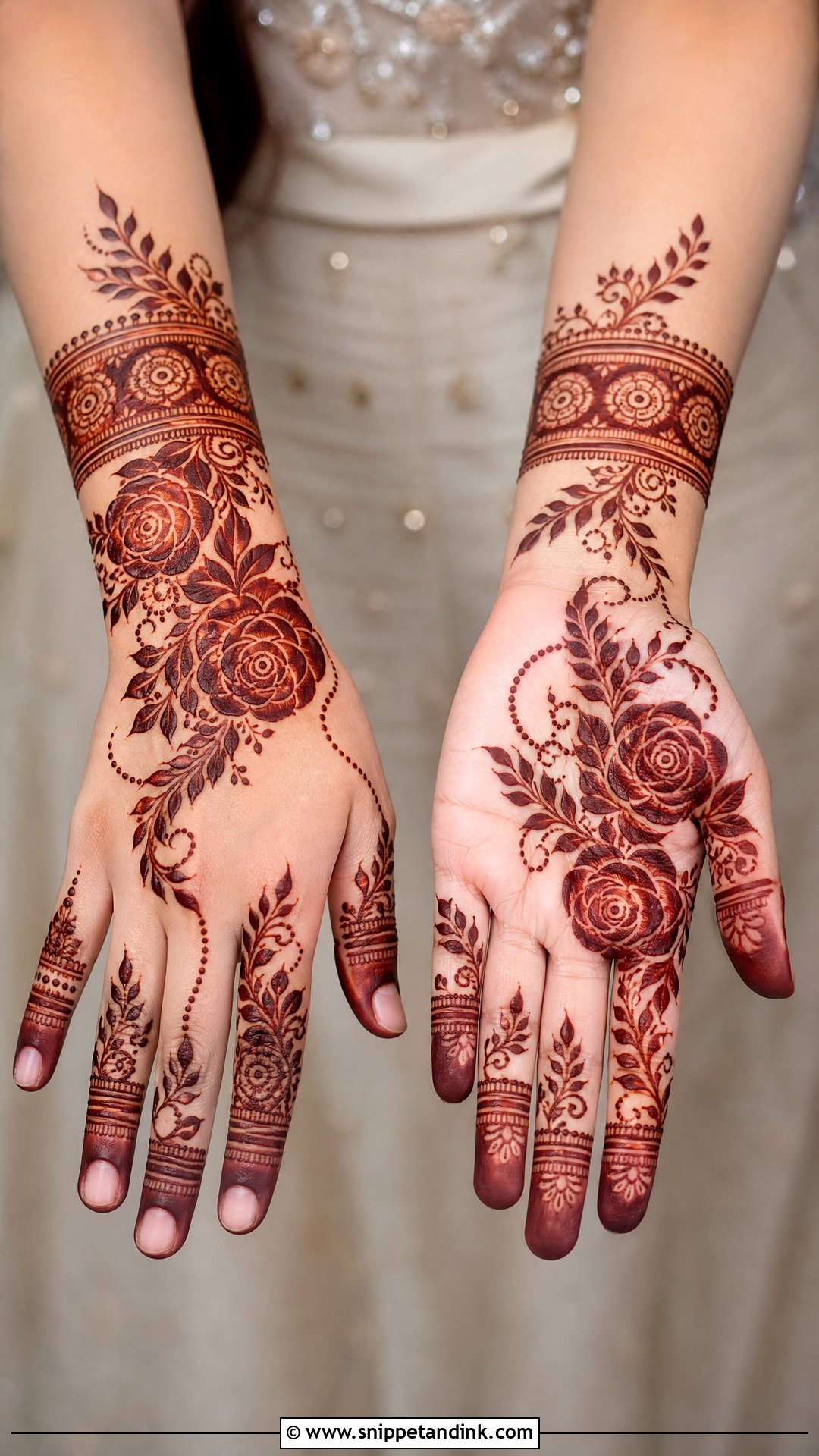 Bridal Mehndi With Rose Design - Snippet and Ink - 30 Bridal Hands Mehndi Designs
