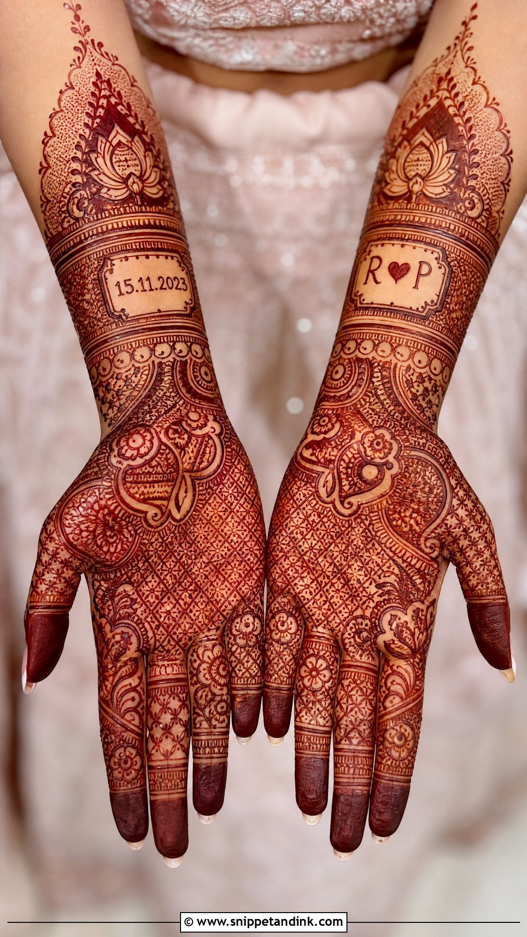 Bridal Mehndi With Wedding Date - Snippet and Ink - 30 Bridal Hands Mehndi Designs