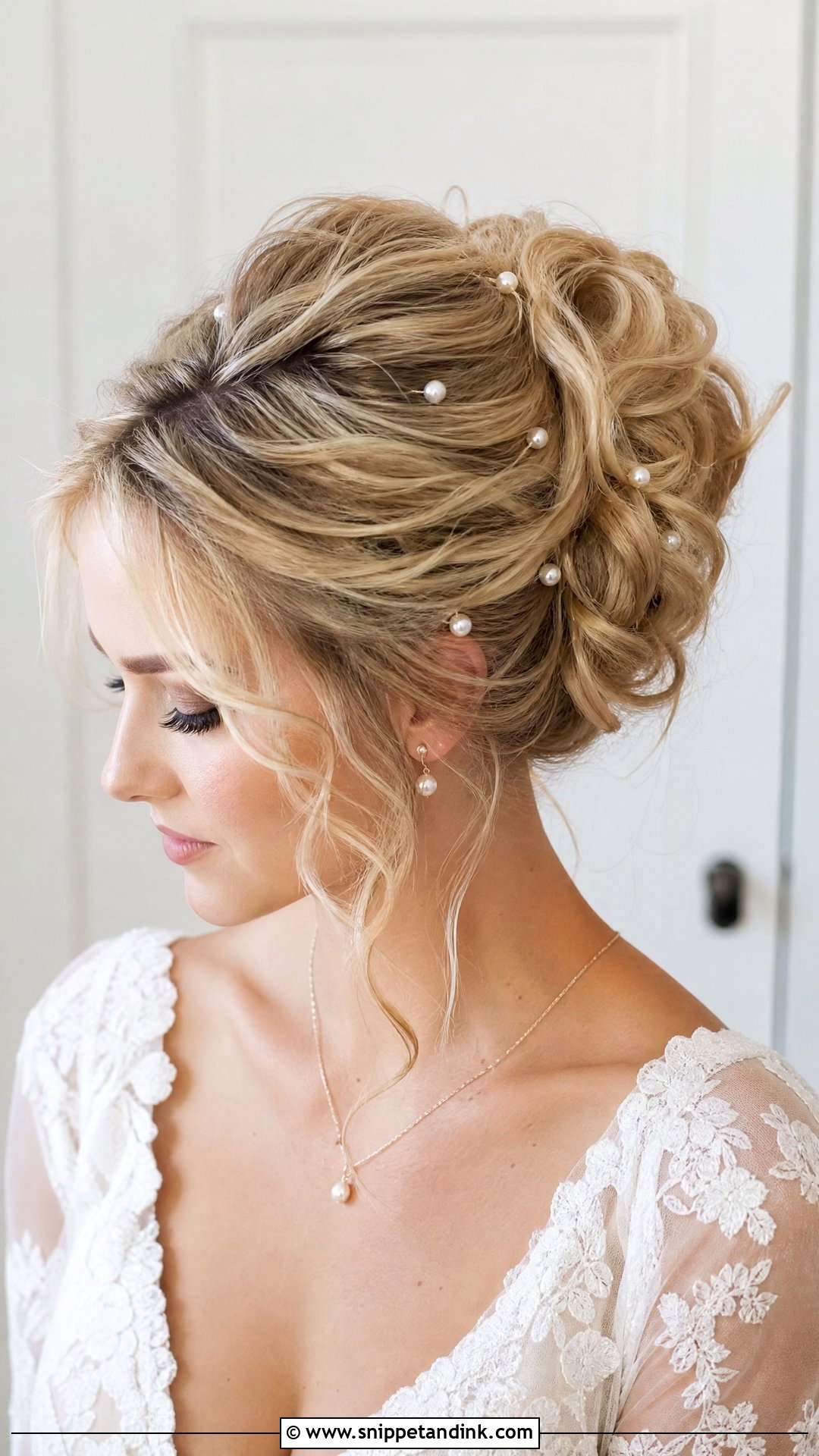 Bridal Messy Bun - Snippet and Ink - 15 Bridal Updo Hairstyle Ideas