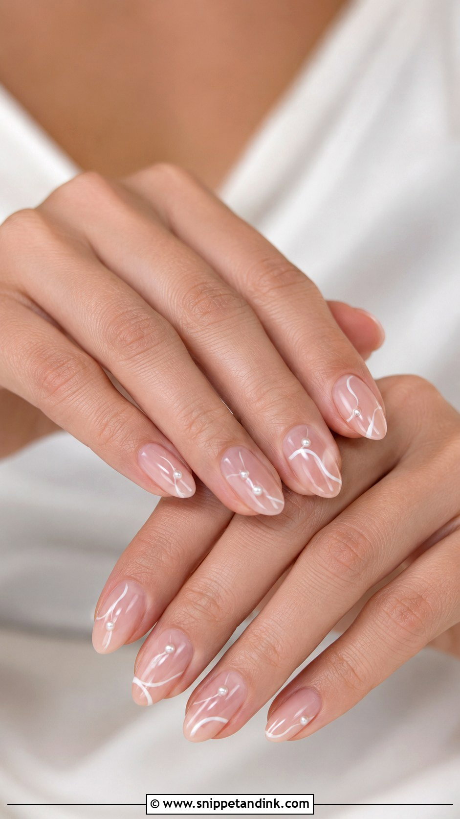 Bridal Minimal Nail Art - Snippet and Ink - 20 Bridal Nail Set Ideas