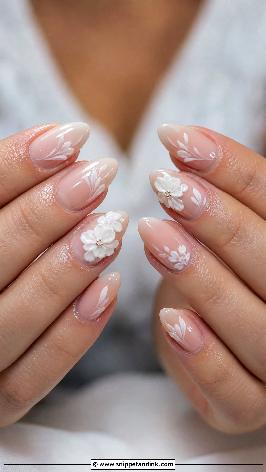 Bridal Nails With 3D Flowers - Snippet and Ink - 25 Bridal Nail Art Designs