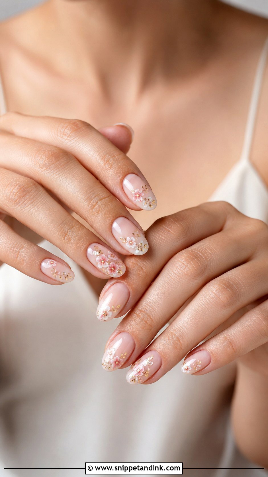 Bridal Nails With Blush Floral Art - Snippet and Ink - 30 Bridal Nail Art Indian Ideas
