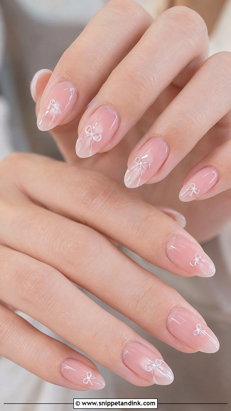 Bridal Nails With Bow Details - Snippet and Ink - 20 Nail Art for Bridal Ideas