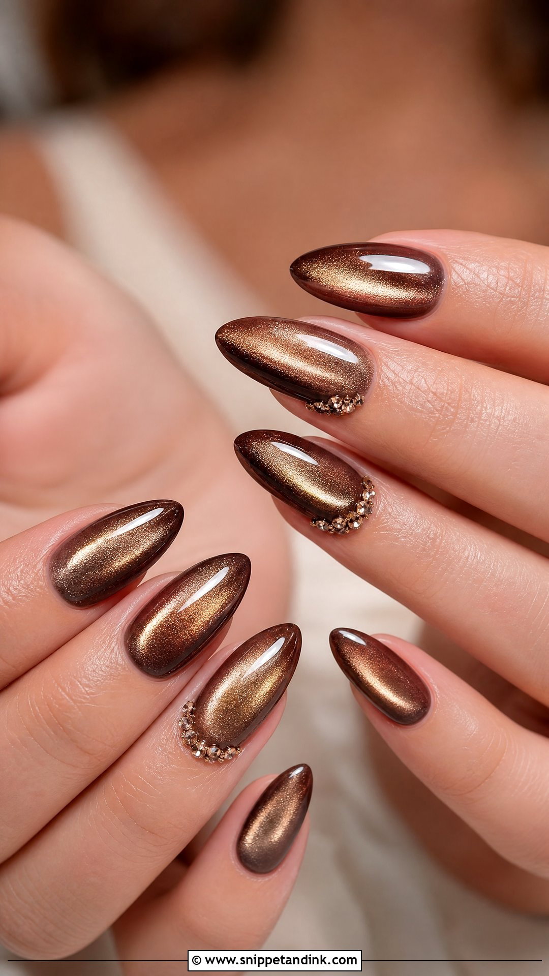 Bridal Nails With Cat Eye Polish - Snippet and Ink - 25 Nail Art for Wedding Indian Brides Ideas