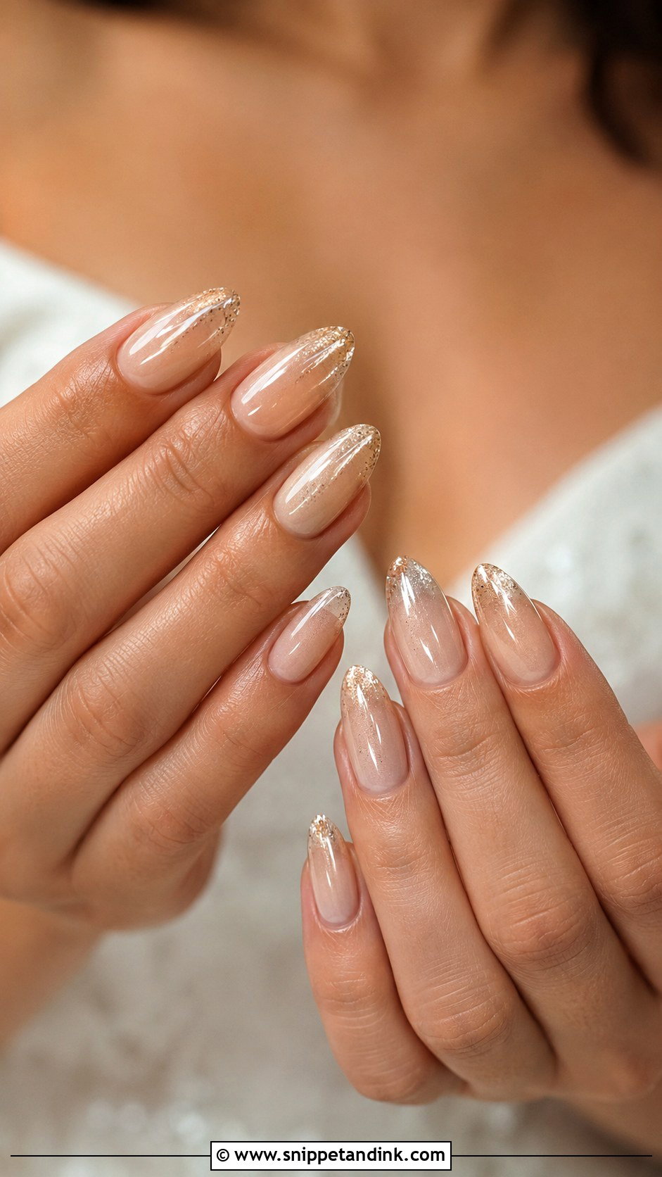 Bridal Nails With Champagne Shimmer - Snippet and Ink - 30 Bridal Nail Art Indian Ideas