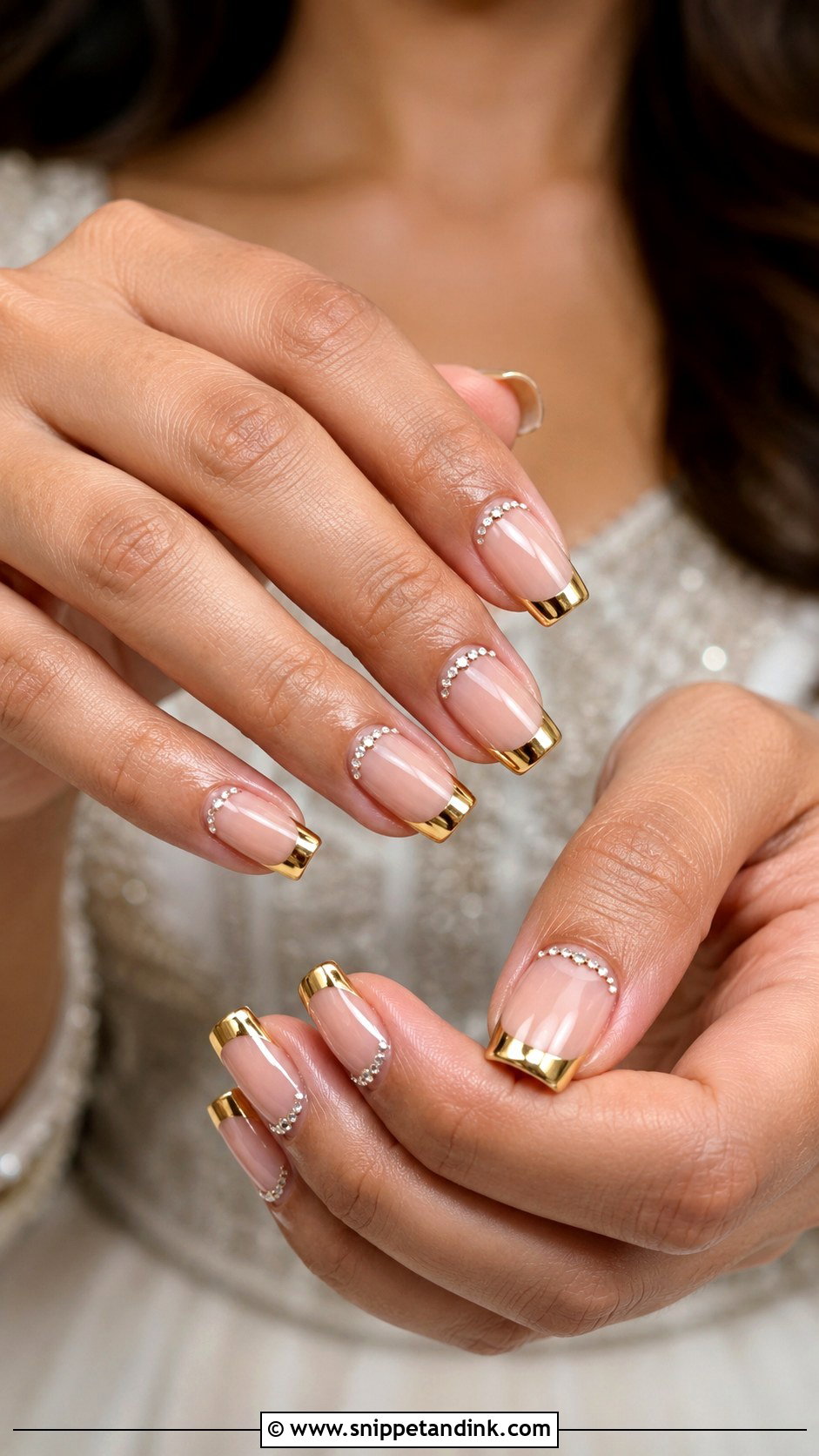 Bridal Nails With Gold French Tips - Snippet and Ink - 30 Bridal Nail Art Indian Ideas