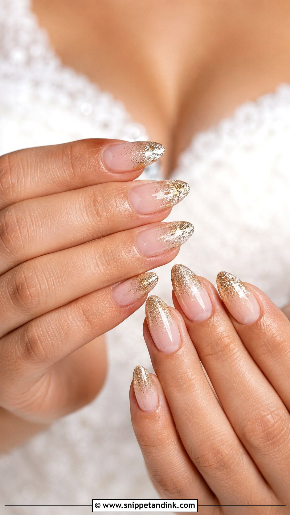 Bridal Nails With Gold Glitter Ombre - Snippet and Ink - 30 Bridal Nail Art Indian Ideas