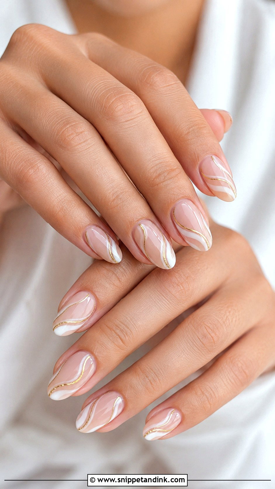 Bridal Nails With Gold Swirls - Snippet and Ink - 20 Bridal Nails with Gold