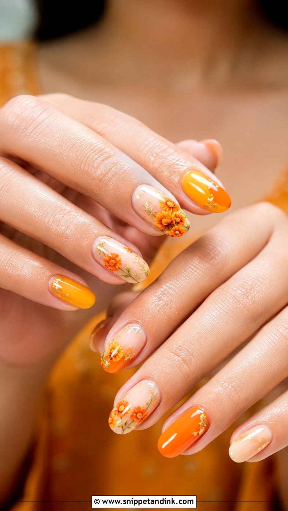 Bridal Nails With Marigold Art - Snippet and Ink - 30 Bridal Nail Art Indian Ideas